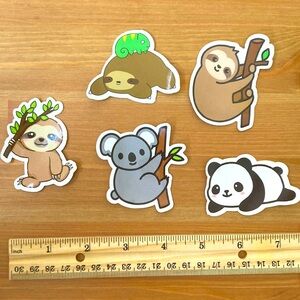 10/$10 or $1 BUNDLE: 5 WATERPROOF Animals Who Love Trees Stickers 🦥 🐼 🐨